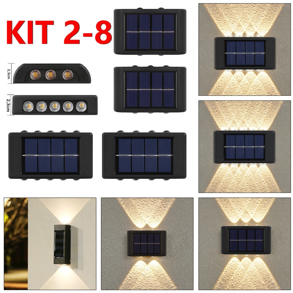 KIT2-KIT8 Luminárias Solares LED para Parede Luminária para Área Externa Quente Impermeável