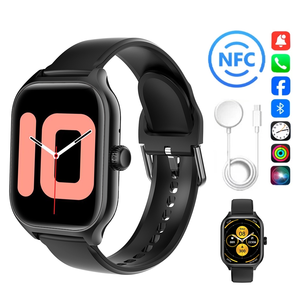 L60 Smartwatch Tela AMOLED, NFC, chamadas por gestos, monitor de sono. Android e iOS.