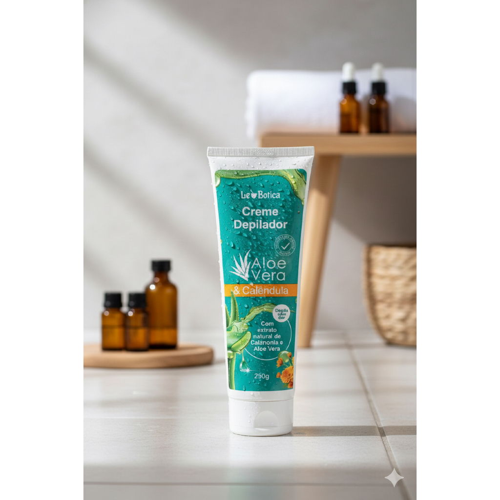 Creme depilador - Depilação com Aloe Vera e Calêndula 250g - Depilatório sem dor Lucy’s