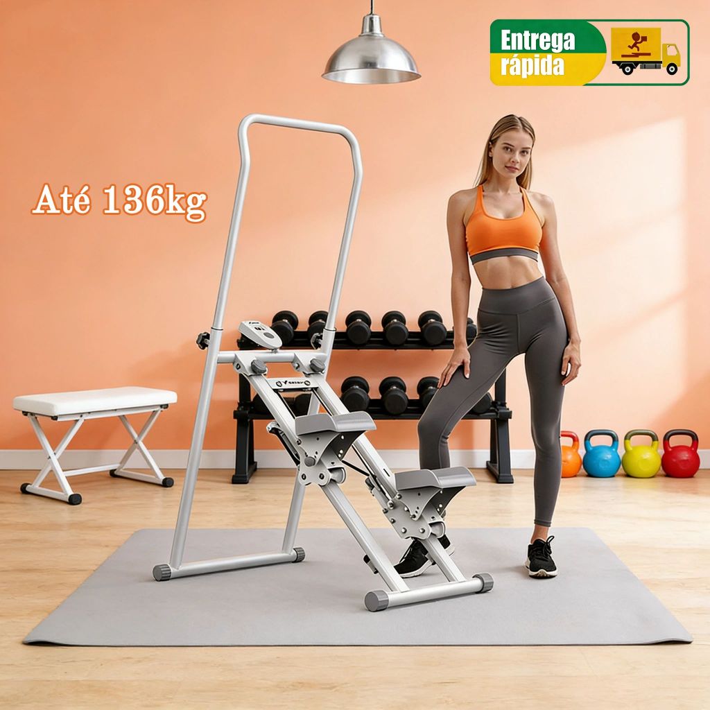 Simulador De escada e Caminhada para casa Dobrável Com Display LCD Multifuncional Até 136kg