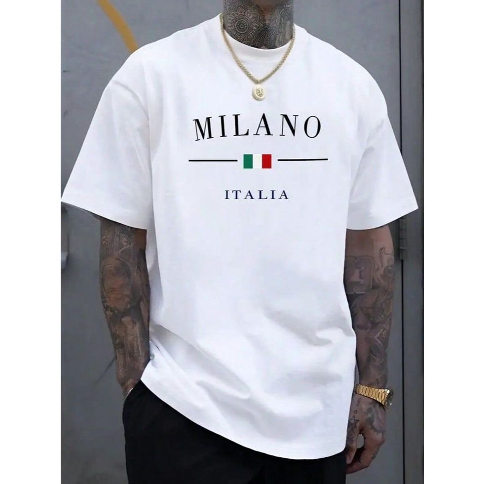 PROMOÇÃO Camiseta Masculina Milano Italia Camisa Preta Branca Oversized Streetwear Algodão 100% Premium