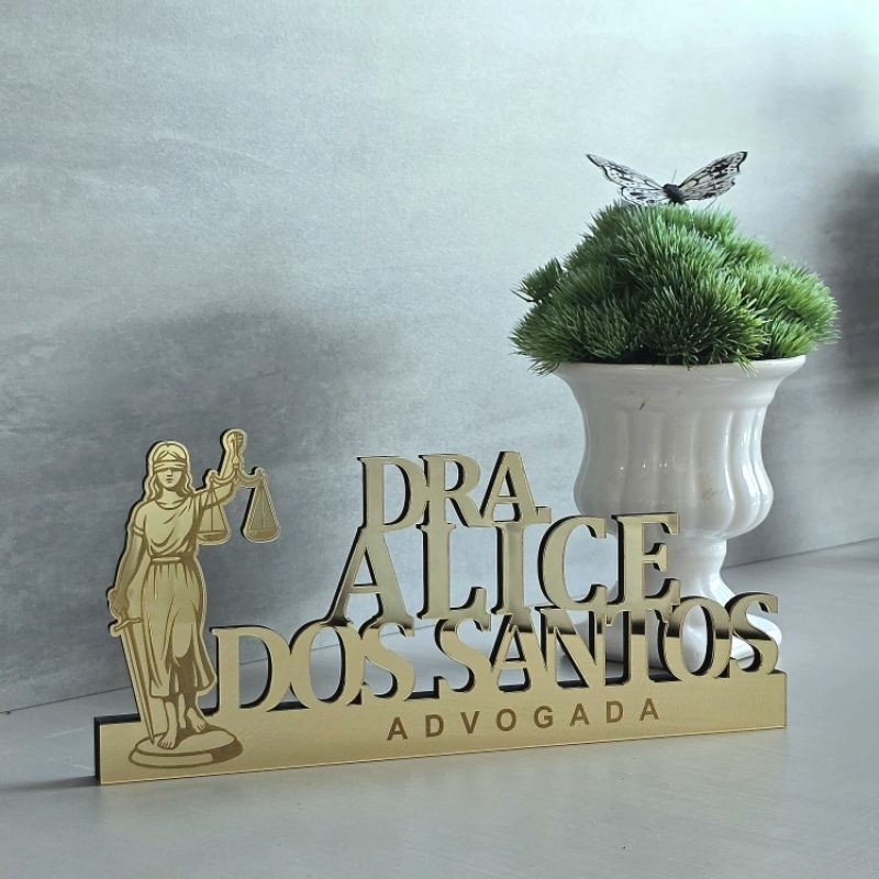Letreiro De Mesa Personalizado Direito Advogado Em Acrílico Espelhado em Oferta na Shopee
