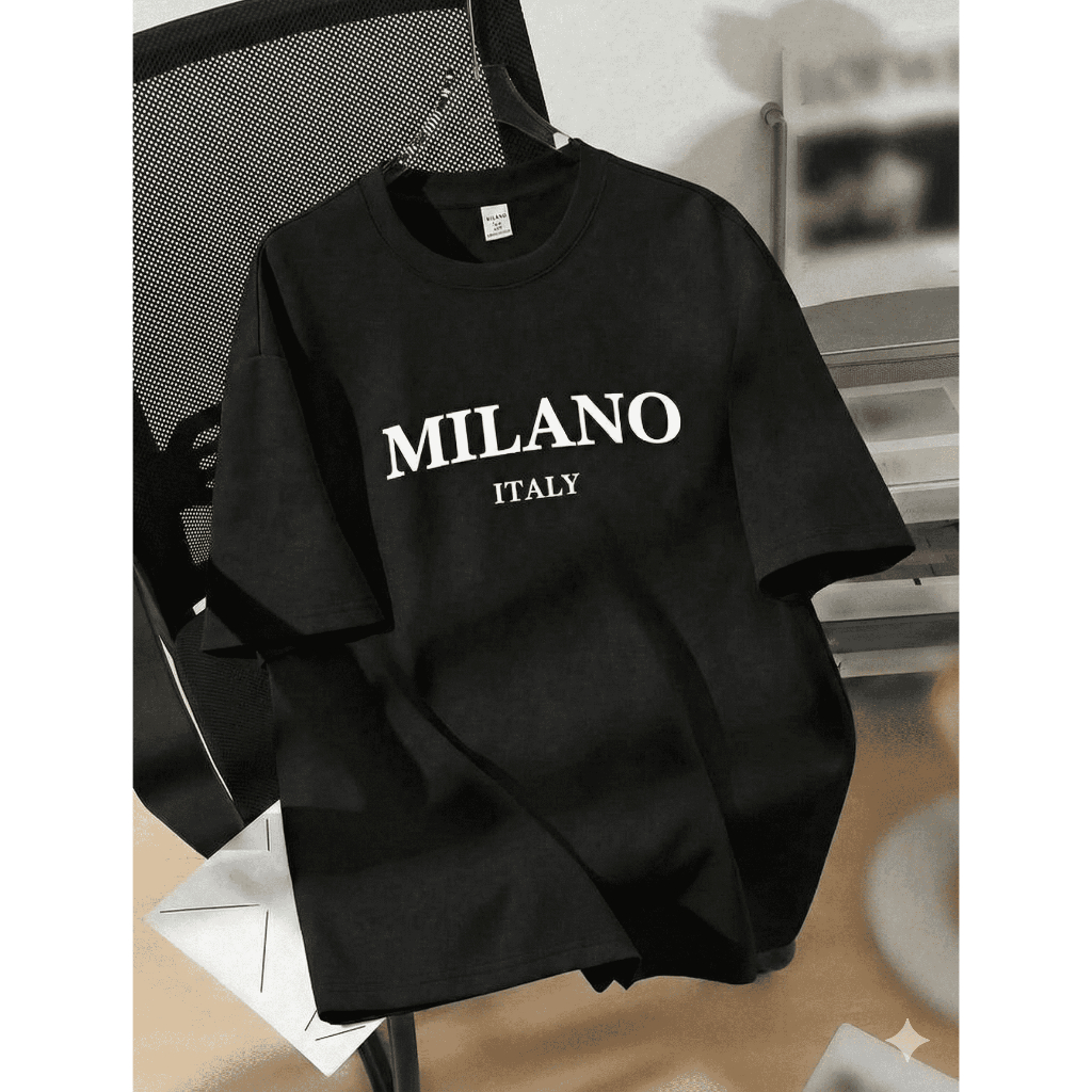 Camiseta Masculina Milano Italy Camisa Preta Branca Oversized Streetwear Premium Algodão 100% Exclusiva 2026
