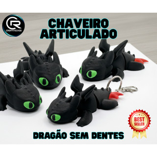 Chaveiros dragão articulados em plástico Biodegradável. Inspirados em Banguela e Fúria da Luz. Não original.
