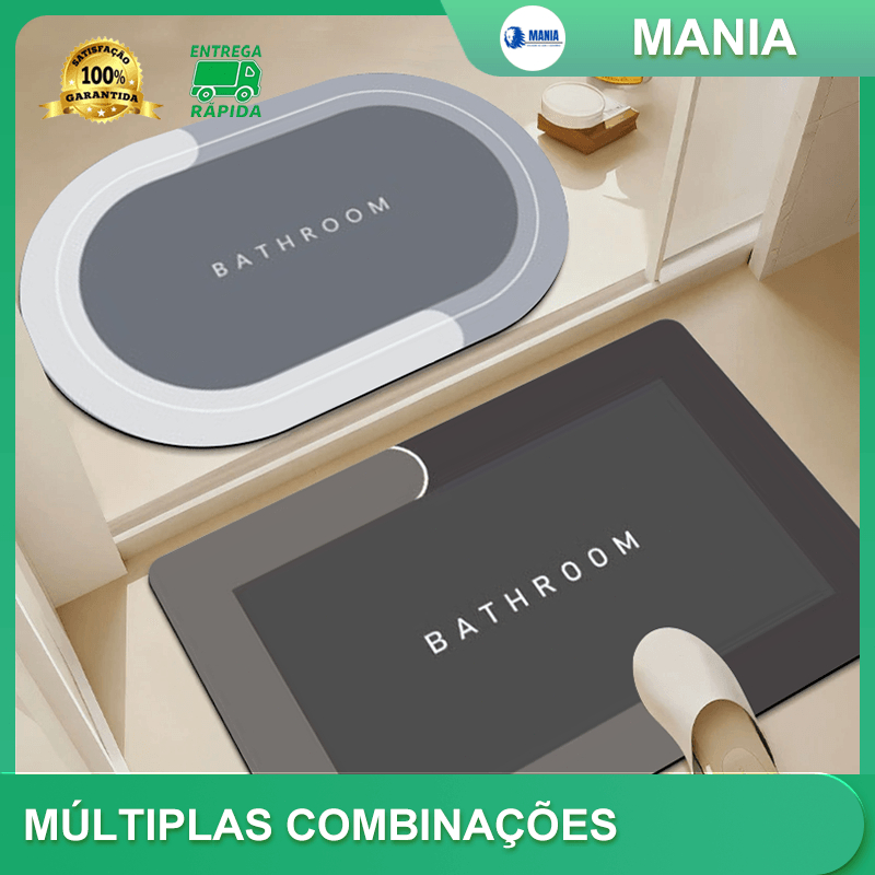 Tapetes Absorvente Antiderrapante de Secagem Rapida/ Banheiro/Porta de Entrada mania