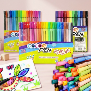 🎨 Kit Canetas Hidrográficas Laváveis | 12/18/24 Cores | Tinta à Base d'Água para Estudantes e Crian em Oferta na Shopee