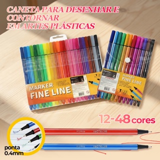 Canetas Coloridas de Ponta Fina 0.4mm｜Kit 12/24/36/48 Cores para Desenho e Marcação em Oferta na Shopee