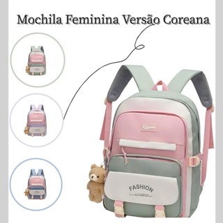 Mochila compacta versão coreana com grande capacidade para estudantes femininas, ideal para lazer e viagem em Oferta na Shopee