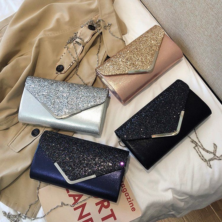 Bolsa Clutch Feminina de Festa com Glitter Luxo Elegante bolsa de ombro 688-23 em Oferta na Shopee