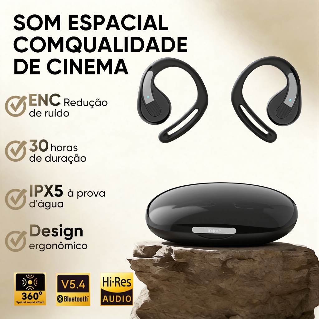 INOVA Fone De Ouvido Bluetooth Sem Fio Earcuffs Condução óssea Esportivo Conexão Ultrarápida Especializado Para Esportes em Oferta na Shopee