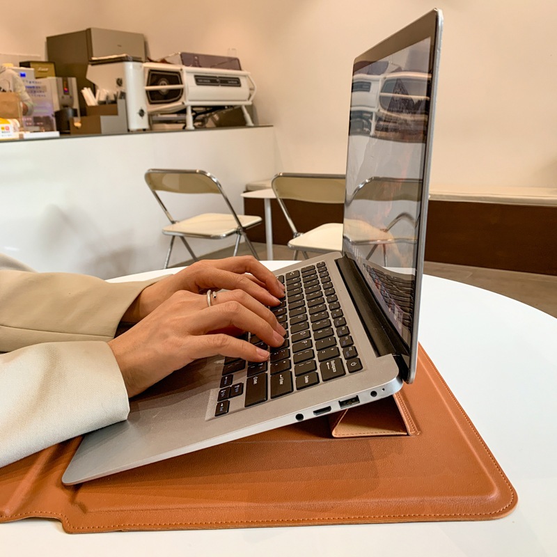 Bolsa Multiuso com Suporte para Notebook Air M2 13-16 Polegadas Capa de Couro PU para Escritório