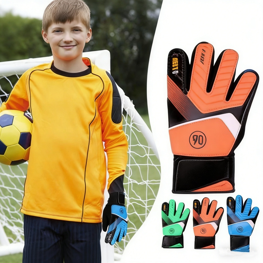Crianças luvas de goleiro de couro falso dedo cheio luva de goleiro amortecimento luvas degoleiro de futebol ao ar livre em Oferta na Shopee