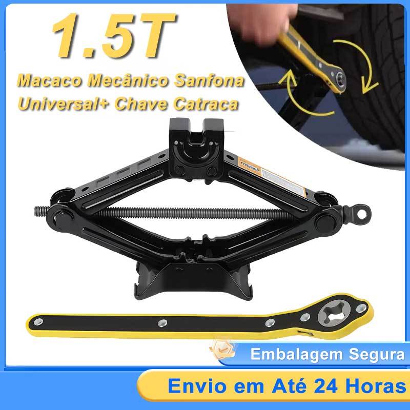Macaco Mecânico Universal  1,5 Toneladas Carros De Passeio Em Aço Manivela Chave Catraca