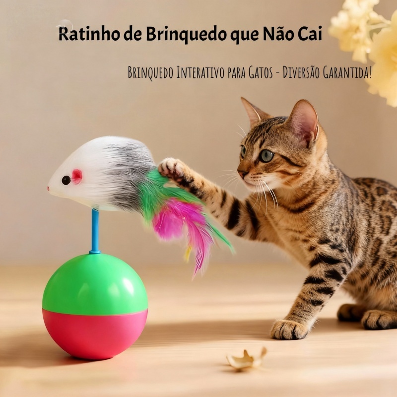 Brinquedo Interativo João Bobo Com Pena Para Gatos Cat Gato ratinho colorido em Oferta na Shopee