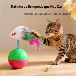 Brinquedo Interativo João Bobo Com Pena Para Gatos Cat Gato ratinho colorido em Oferta na Shopee