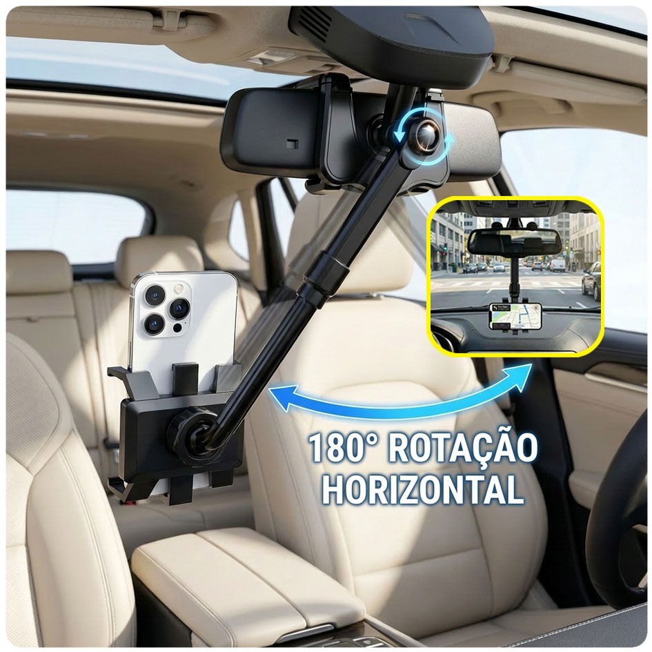 Suporte para Celular Universal de Retrovisor de Carro - Extensível, Giro 360º, Apoio Seguro em Oferta na Shopee