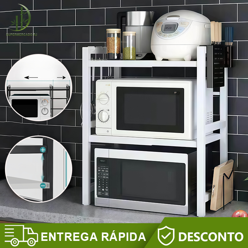 Suporte para Microondas de Armario Cozinha Prateleira Retrátil para Cozinha Suporte Micro
