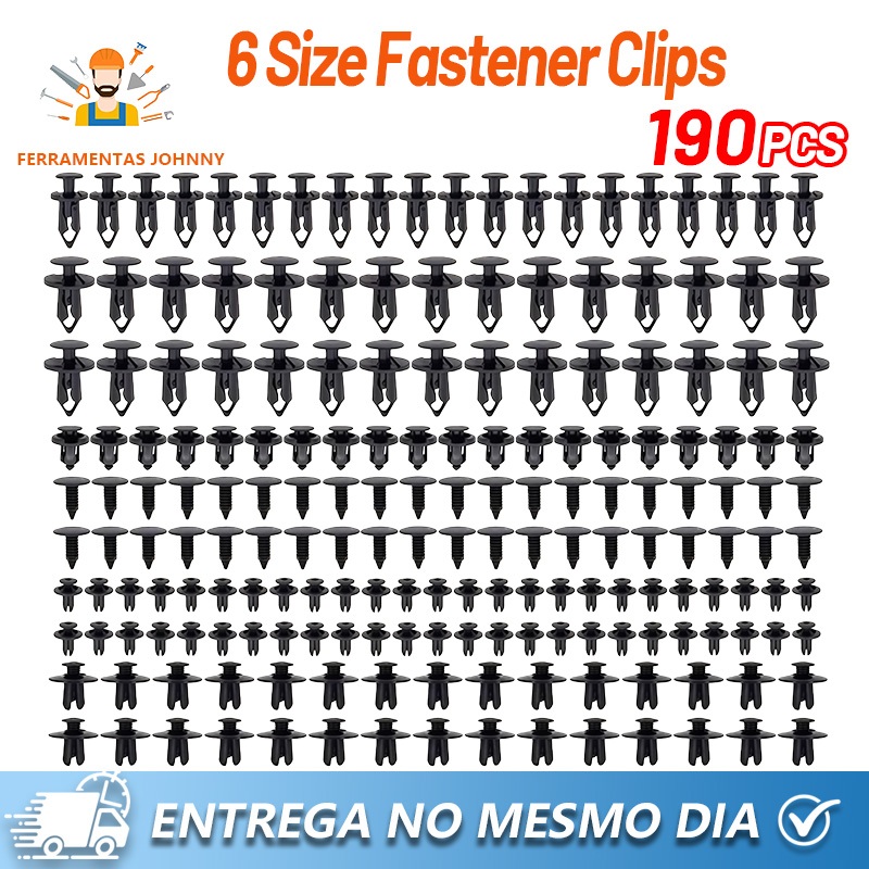 190PCS 6 tamanhos clipes de fixação para carros, kit de fixação de plástico para pára-choques  para acabamento de carro