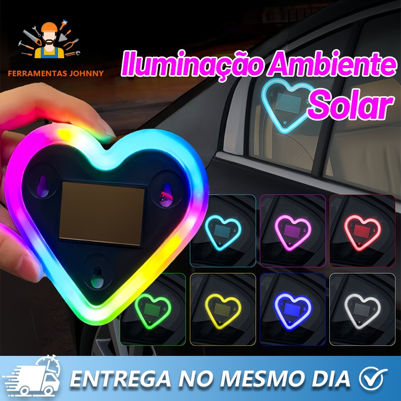 Luz Solar LED Atmosférica Universa Para Carro-Janela Triangular Em Formato De Coração,Sem Fiação para carro janela em Oferta na Shopee