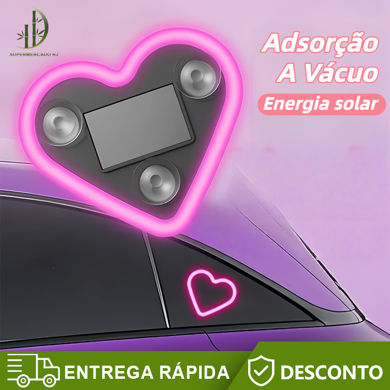 Novo carro Solar triângulo janela amor luz ambiente Interior fiação-livre LED atmosfera luz em Oferta na Shopee