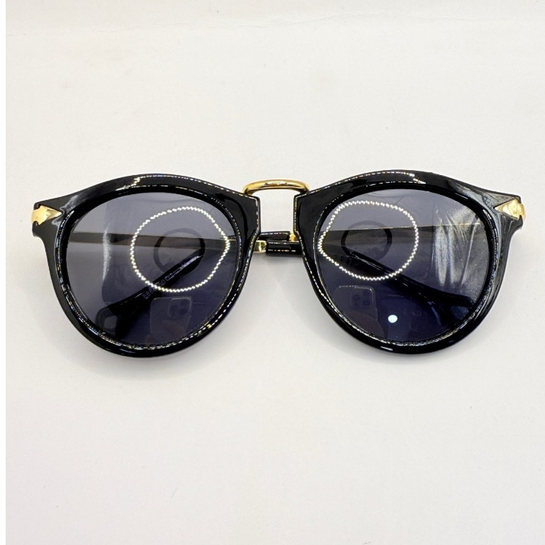 Óculos de Sol Redondo Acetato Preto Lente Polarizada Polaroid Proteção UV400 Elegante Unissex