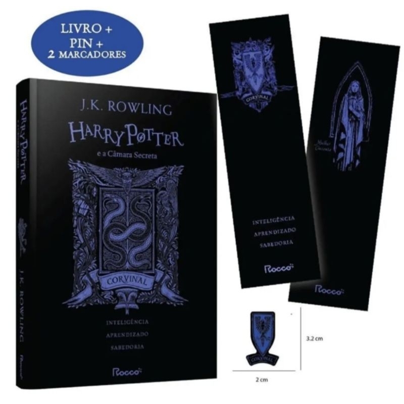 Livro Harry Potter E A Câmara Secreta Capa Dura + Pin + Marcadores - Corvinal - Rocco- Capa Dura