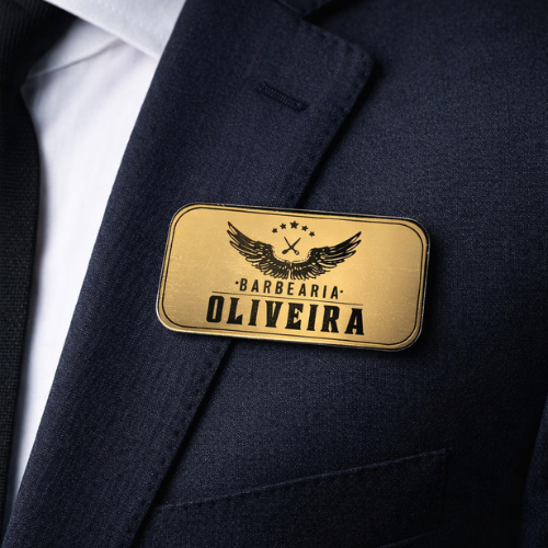 Broche/Crachá Acrílico Espelhado Personalizado com Nome e Profissão