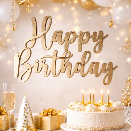 Letreiro Painel Decorativo Happy Birthday para Festas/Aniversarios - Dourado, Prata ou Rose Gold em Oferta na Shopee