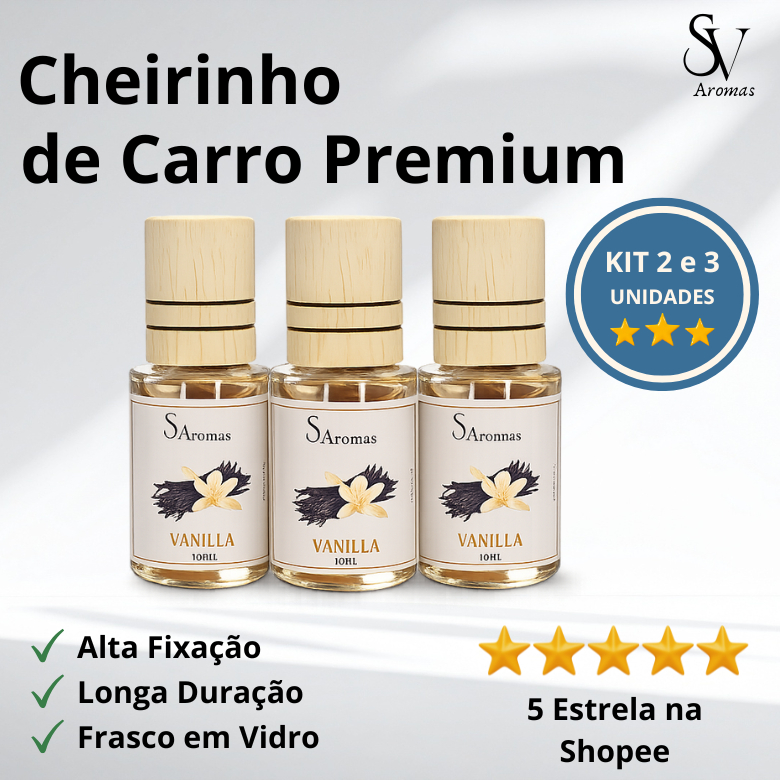 Kit 3,2,1 Aromatizadores de Carro Premium | Cheirinho de Carro Premium | Alta Fixação Perfume em Oferta na Shopee