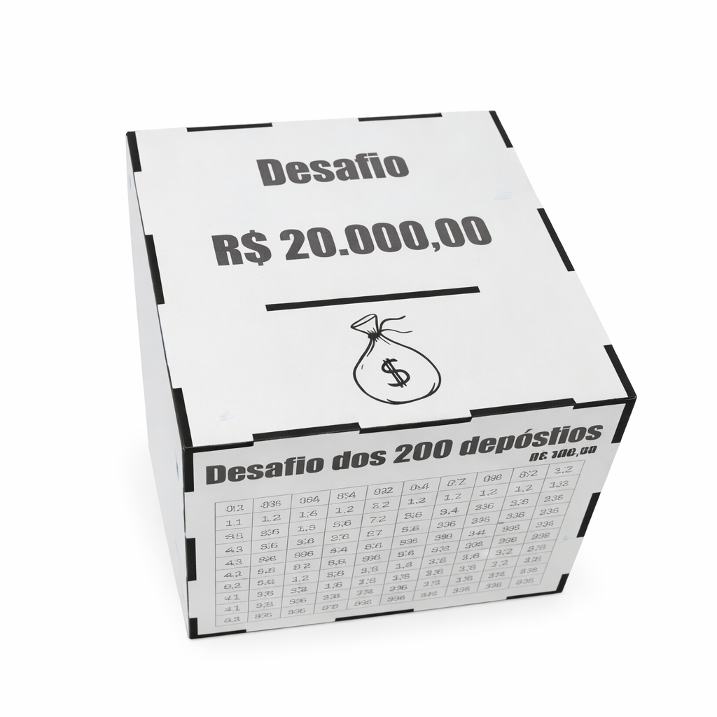 Cofre Desafio 1mil, 5 mil ,10 mil e 20 mil em MDF Branco 3MM