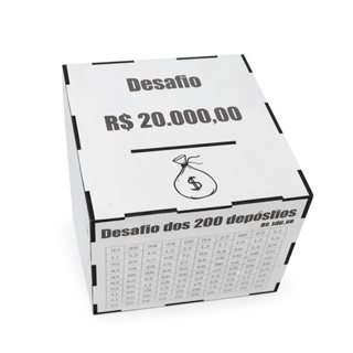Cofre Desafio 1mil, 5 mil ,10 mil e 20 mil em MDF Branco 3MM em Oferta na Shopee