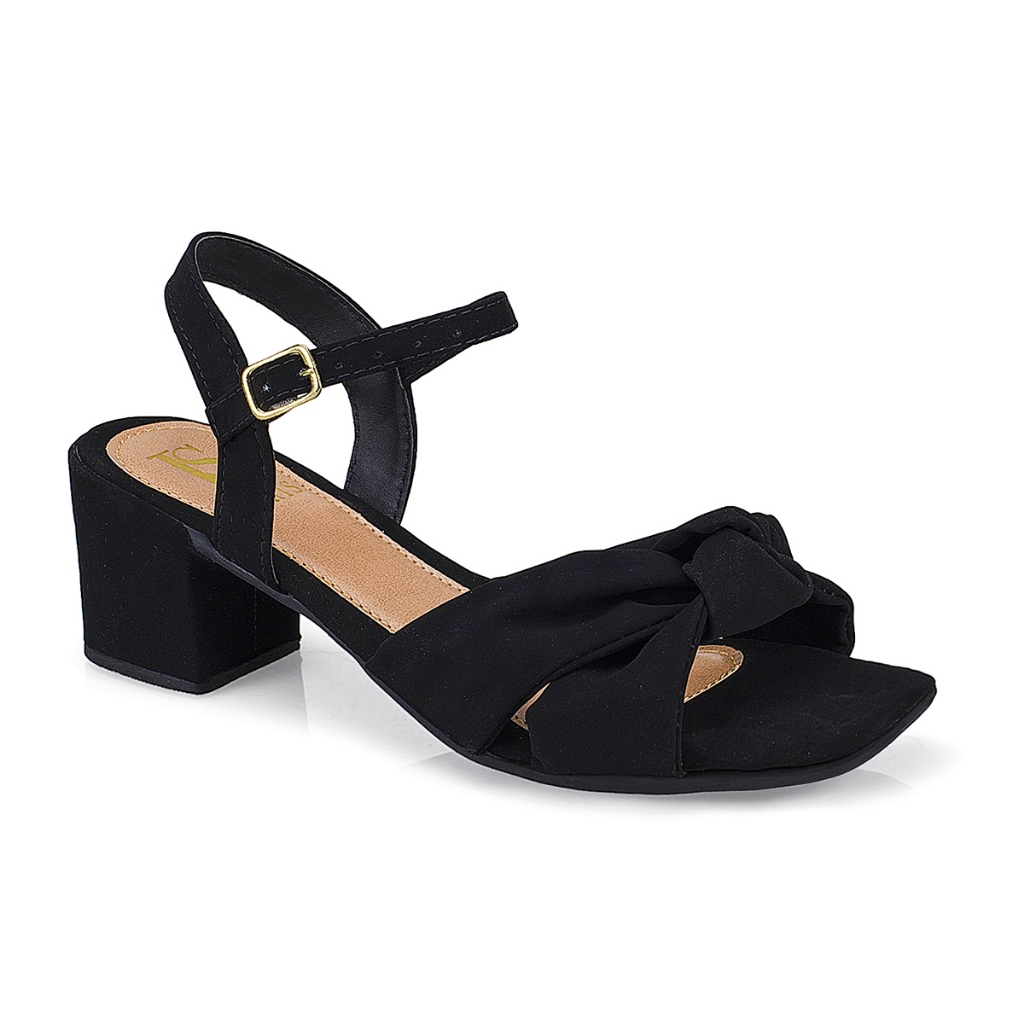 Sandalia Lóris Feminina de Tiras Cruzada em Nó Saltinho Medio Festa Confort 102