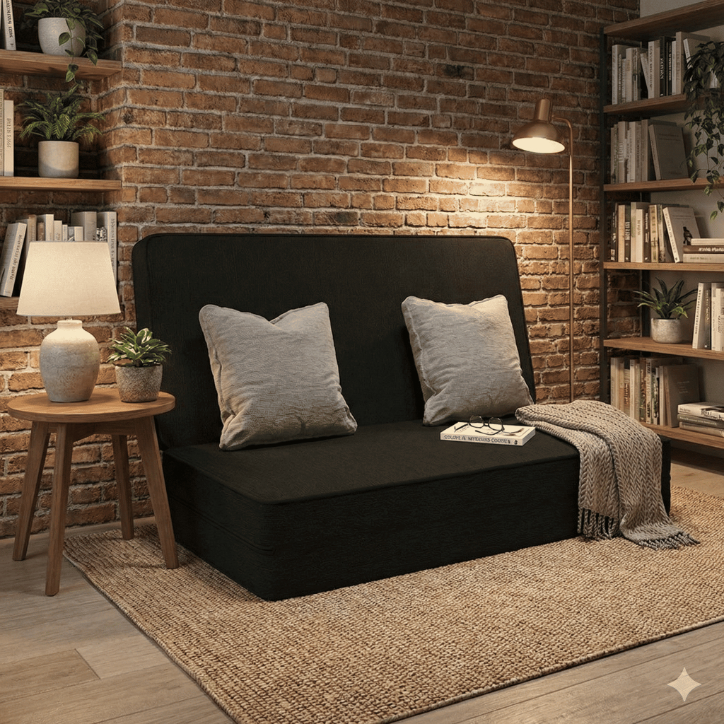 Puff Multiuso 3 em 1 Casal/Solteiro Vira Cama E Poltrona Colchonete Dobrável Prático Para Quarto em Oferta na Shopee