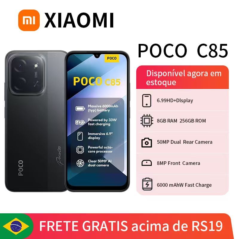 Celular Xiaomi POCO C85 Dual SIM 256GB / 8GB Ram / 128GB / 6GB Ram - Lacrado + Nota Fiscal