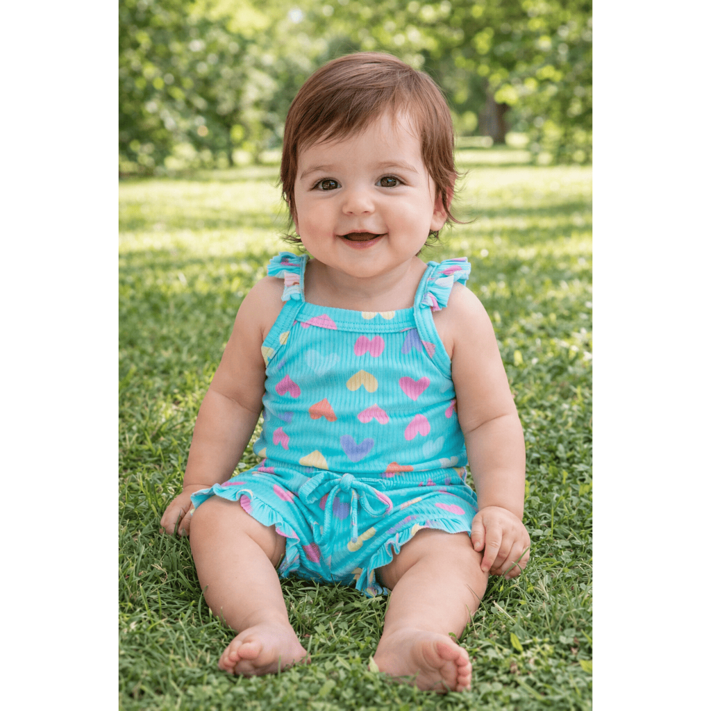 Conjunto Bebê Verão Body e Tapa Fralda Babado Verde Coração em Oferta na Shopee