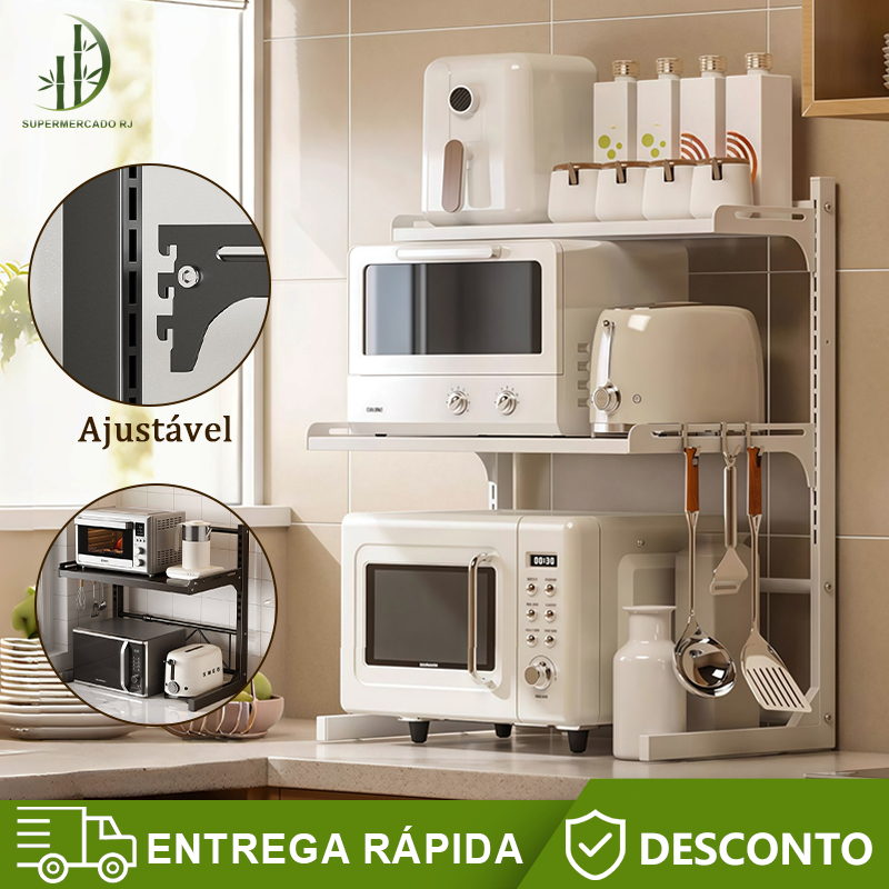 Rack Suporte para Micro-ondas Suporte para Microondas com Prateleira - Compacto, 2/3 Andares