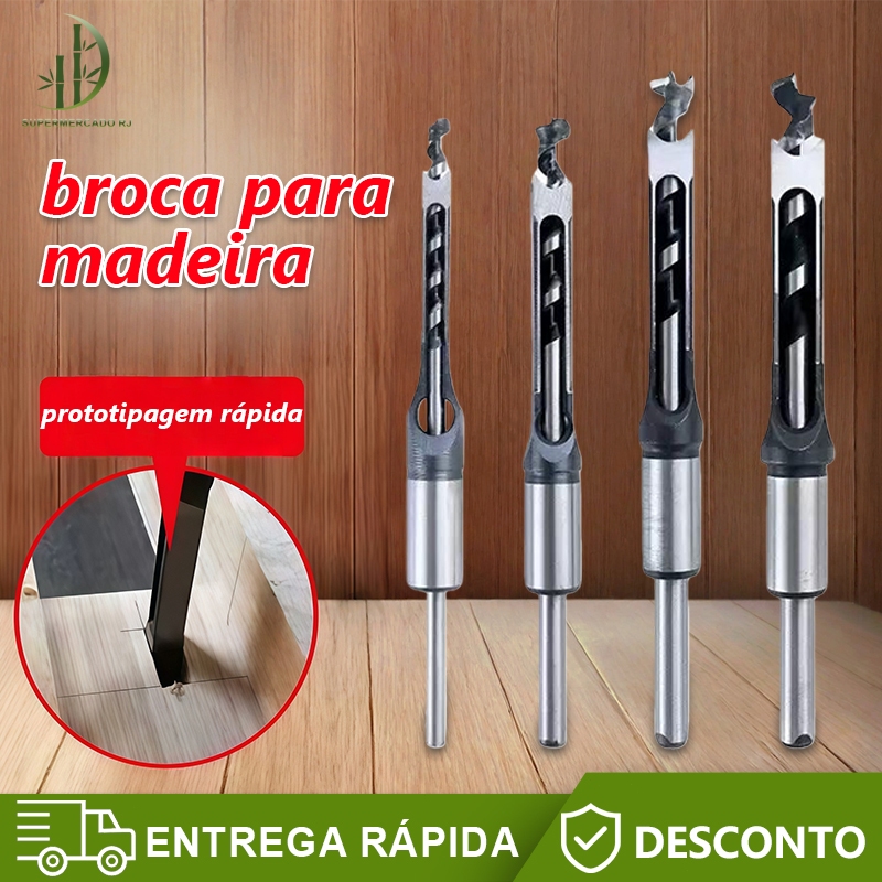 4 Peças Brocas Furo Quadrado ferramentas de trabalhar madeira para abrir furos Furo De Aço em Oferta na Shopee
