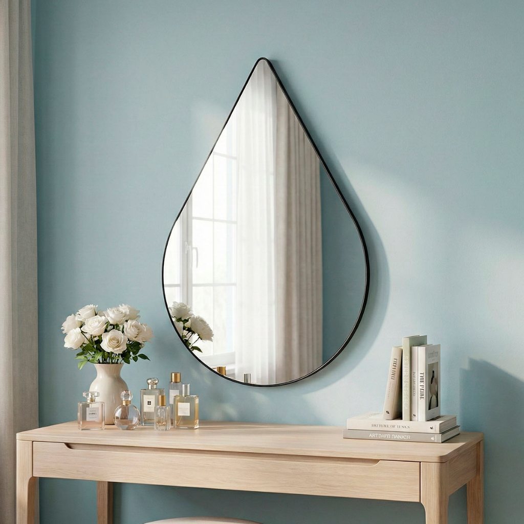 Espelho Decorativo de Parede GOTA em Couro Ecológico 50x70cm - Casa Domo em Oferta na Shopee