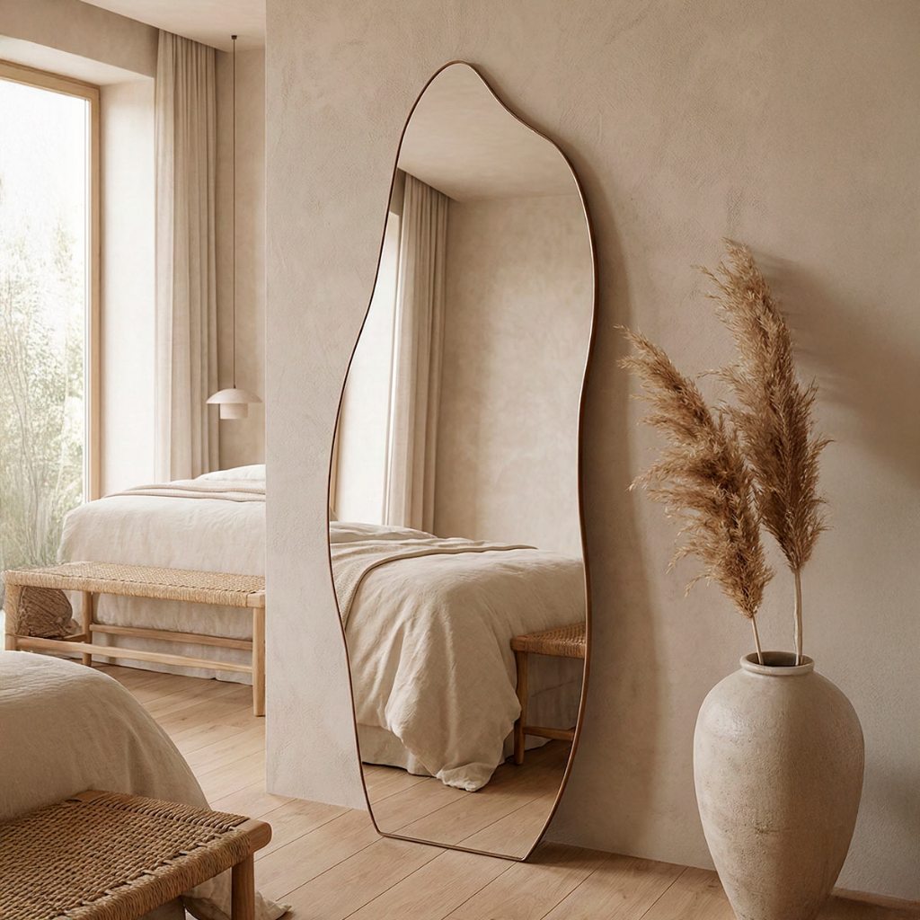 Espelho Retrô Corpo Inteiro Orgânico 170x70 Couro Mod. Flame em Oferta na Shopee