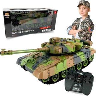 Tanque de Guerra Recarregável Interativo Grande com Controle Remoto Luz Som Super Veiculo Construção em Oferta na Shopee