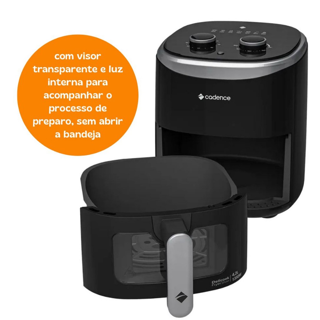 Fritadeira Air fryer Sem Óleo 4,2L Cadence com Visor