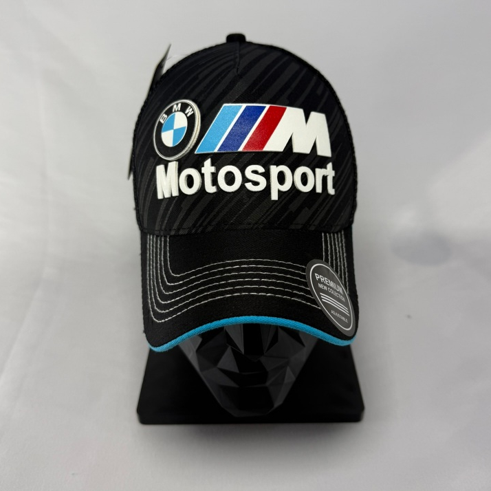 Boné Masculino BMW Motorsport Boné Aba Curva Ajustável Silk Relevo Bordado Premium Esportivo Corrida