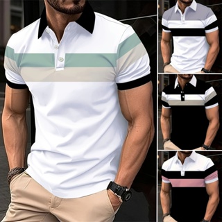 Camisa Gola Polo Casual Masculina Manga Curta Camiseta Blusa Qualidade Blocos de Cor Premium em Oferta na Shopee