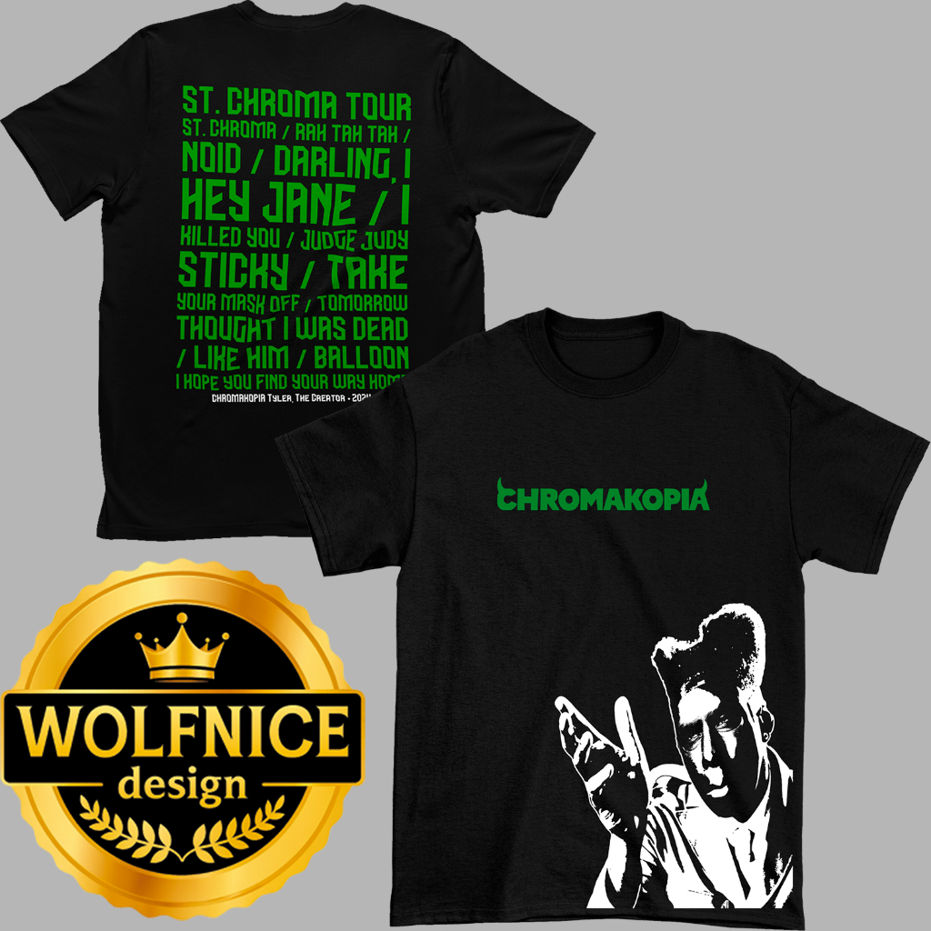 Camiseta Tyler The Creator Chromakopia Rap Hip Hop Trap Camisa Preta Unissex Masculina Feminina Algodão DTF