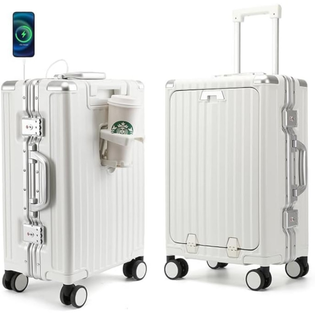 Mala Viagem Bordo - Mala Inteligente Com Rodinhas 360 Cadeado TSA Porta Copos E USB-C Promoção!