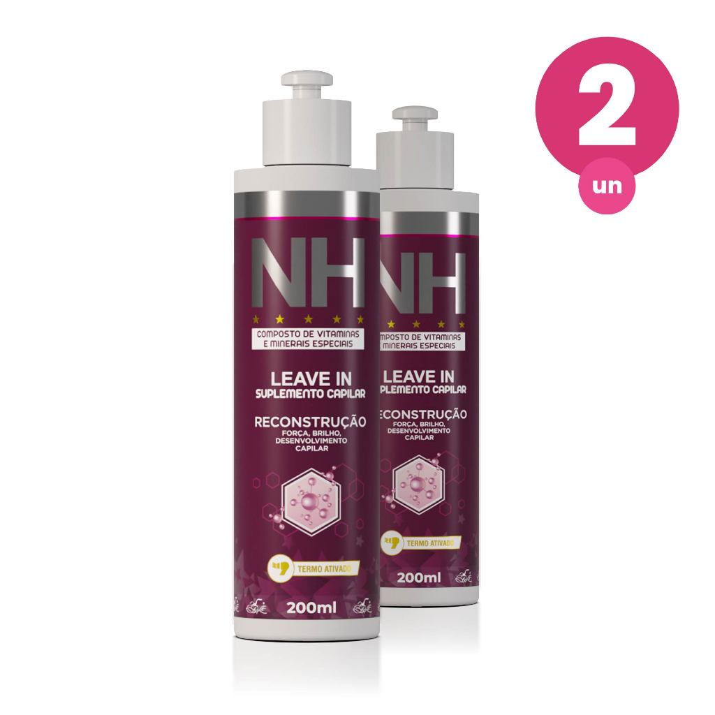Kit 2 Leavein Reconstrução New Hair 200ml Suplemento Capilar Belkit