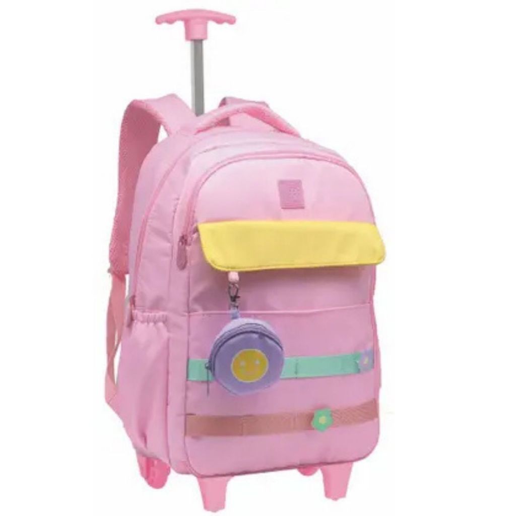 Kit Mochila Feminina De Rodinha Juvenil Escolar Com Chaveiro Abertura 180 - YEPP