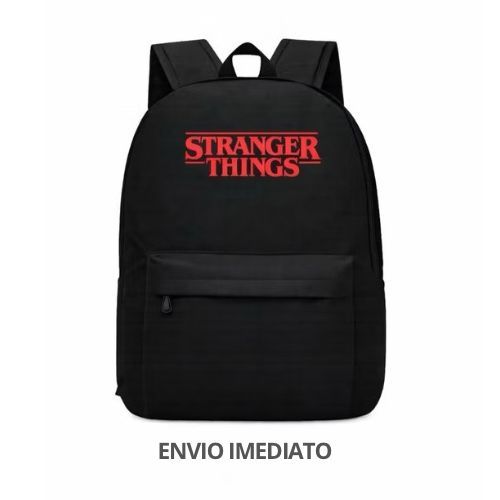 Mochila Escolar Personagem Stranger Things Preta Casual Reforçada Envio Imediato em Oferta na Shopee
