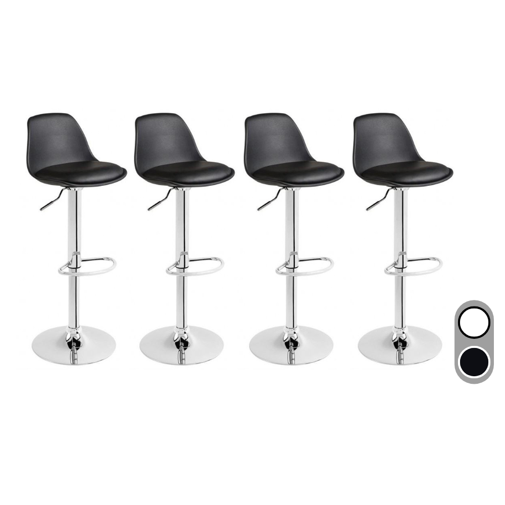 Kit 4 Banquetas Eiffel Giratória Estofada com encosto sala de jantar