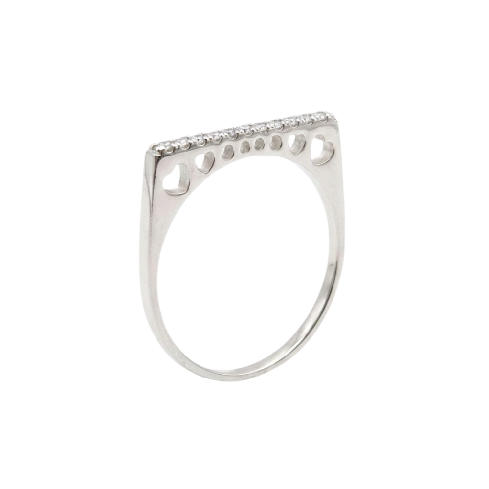 Anel Feminino Corações Vazados Cravejados Prata 925 Minimalista e Moderna em Oferta na Shopee